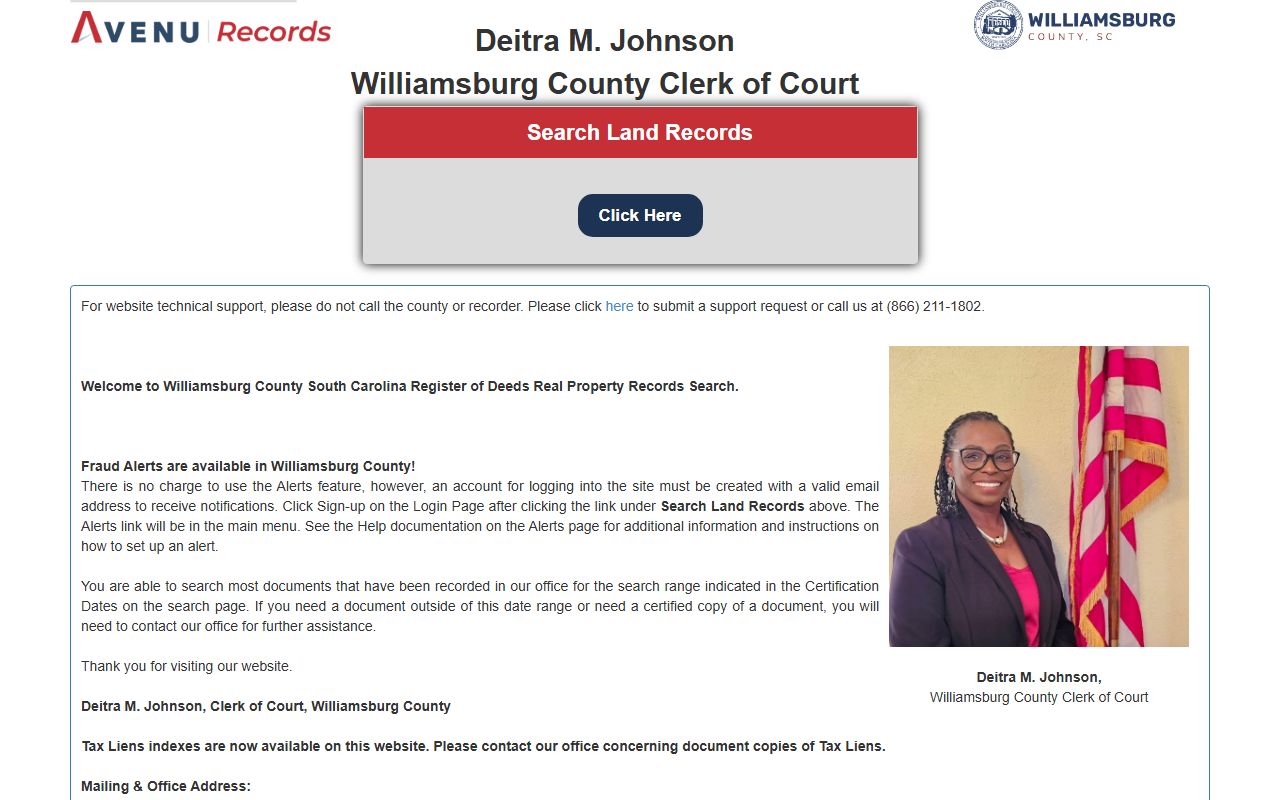 Williamsburg County Clerk of Court records Register of Deeds portal