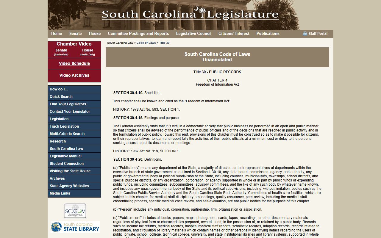 Williamsburg County Clerk of Court records FOIA source