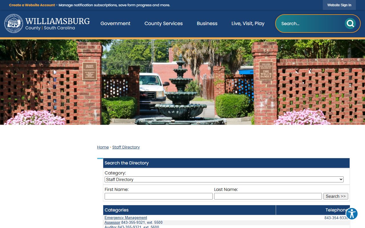 Williamsburg County Clerk of Court records staff directory