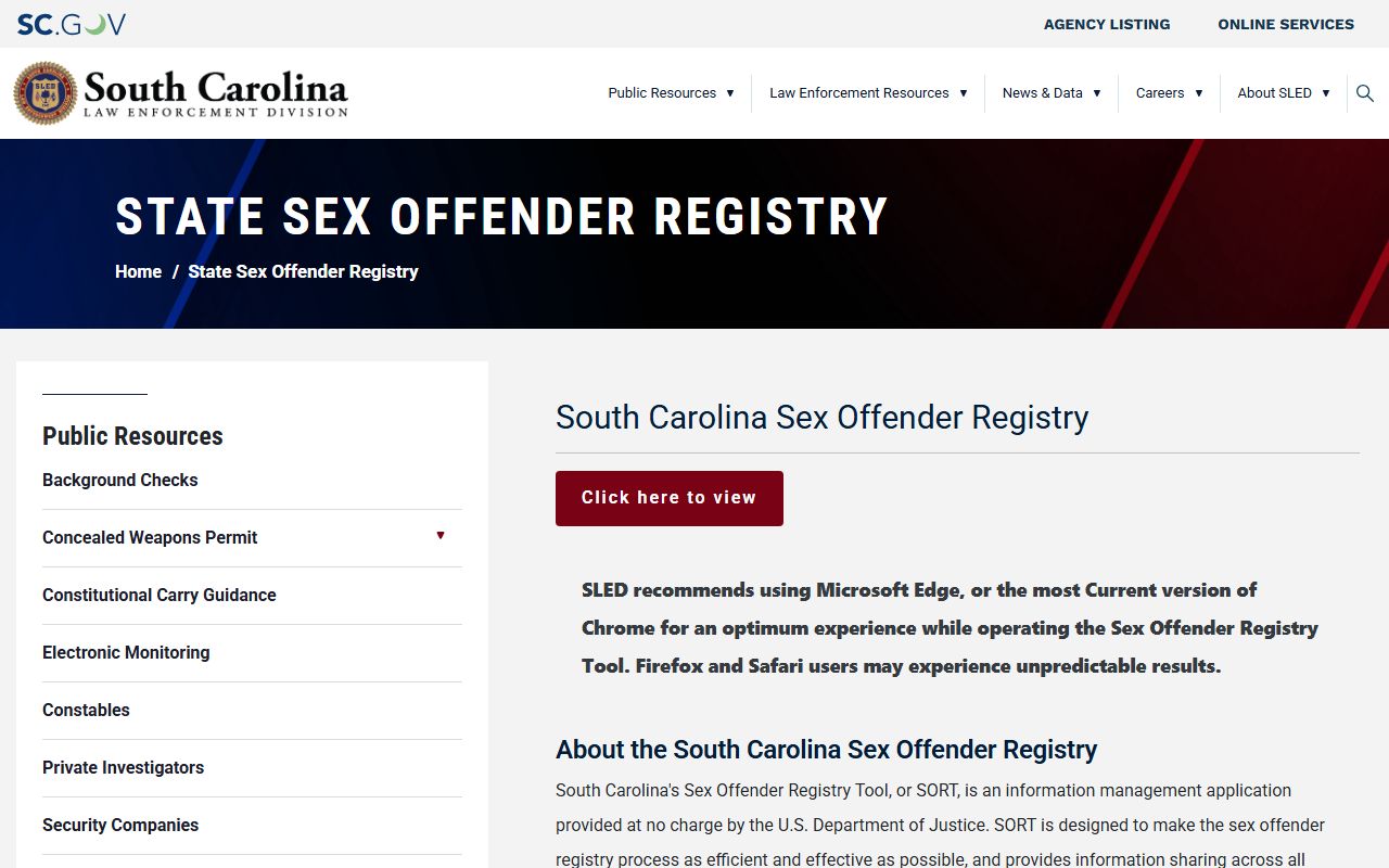 Williamsburg County arrest records and court charges SLED sex offender registry information