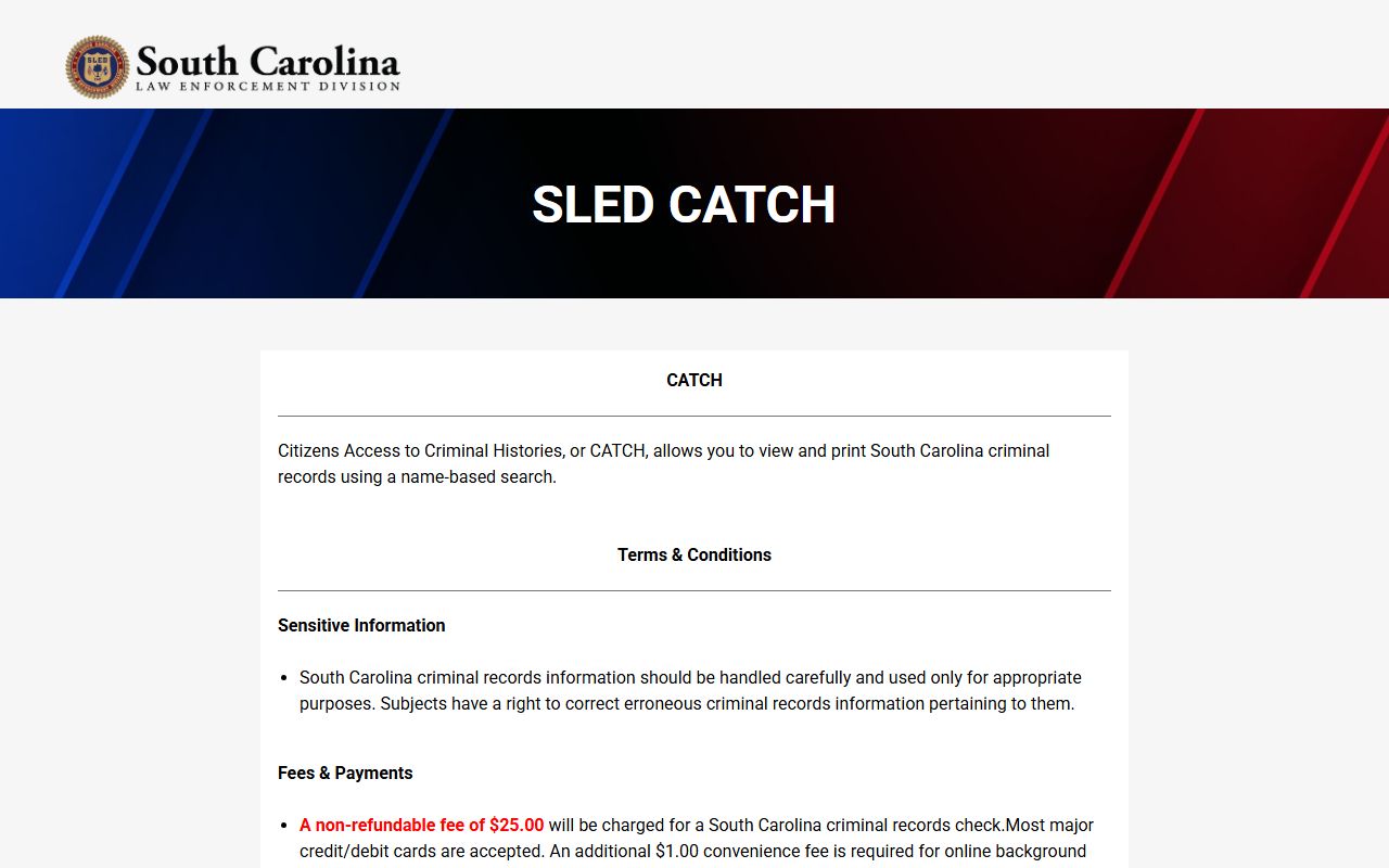 Williamsburg County arrest records and court charges SLED CATCH criminal history search