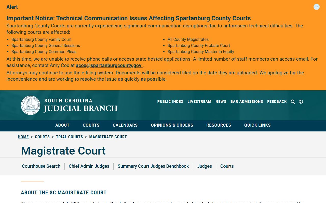 Williamsburg County court dockets Magistrate Court overview
