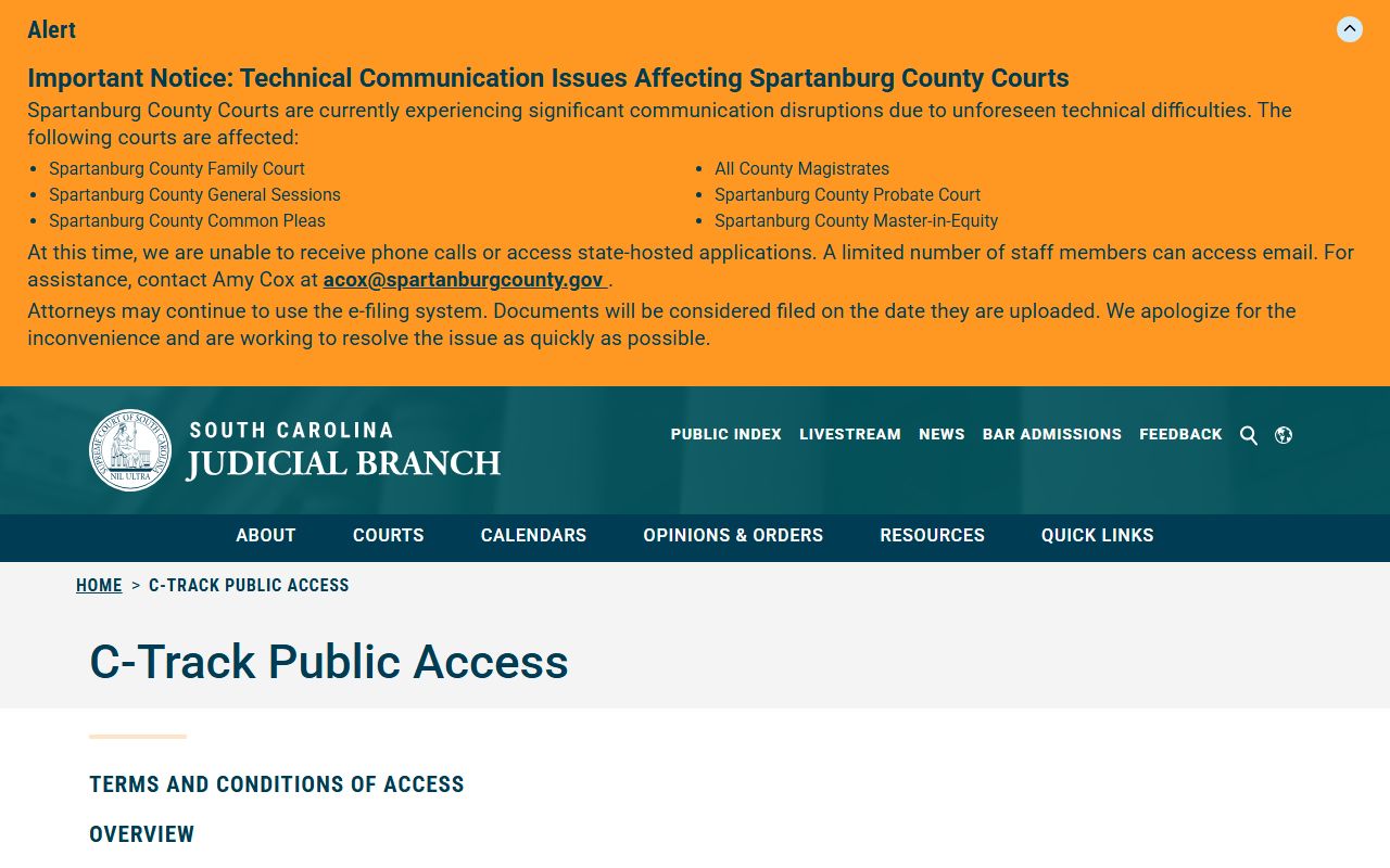 Williamsburg County court records C-Track public access overview