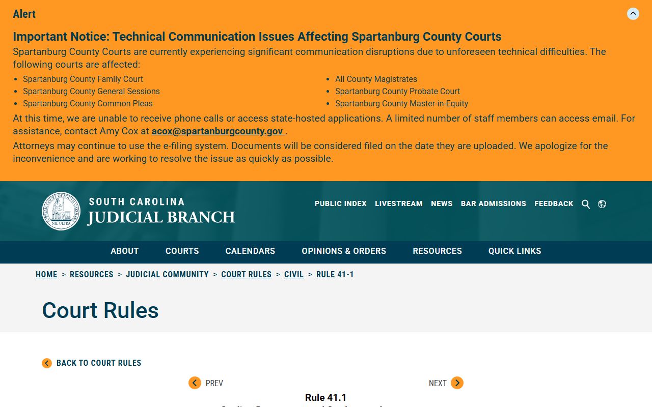 Williamsburg County court records Rule 41.1 sealing procedure