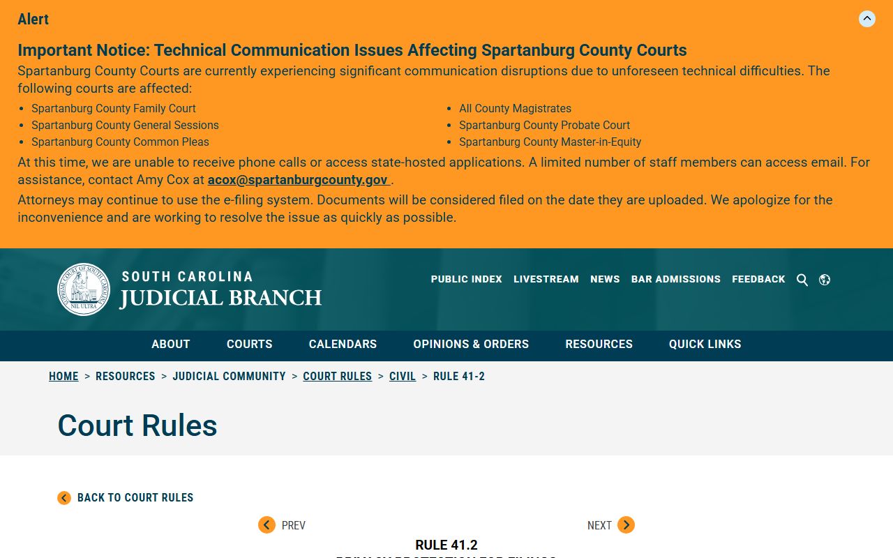 Williamsburg County court records Rule 41.2 redaction rules