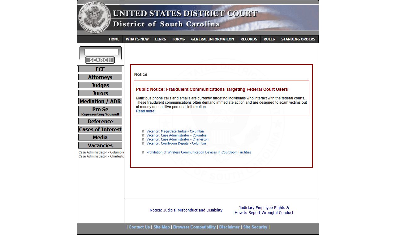 Williamsburg County Circuit Court federal district court limit