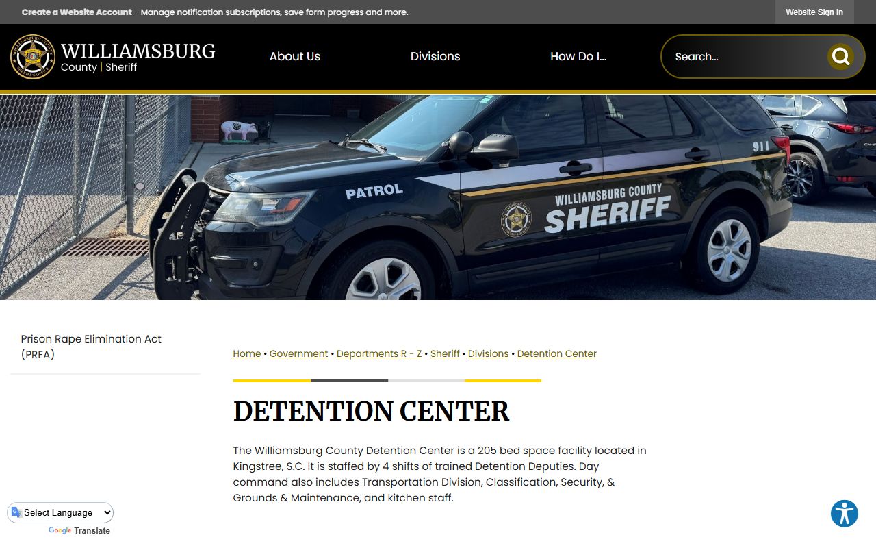 Williamsburg County inmate records Detention Center source