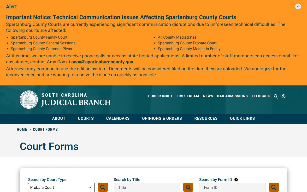Williamsburg County probate records state probate forms index