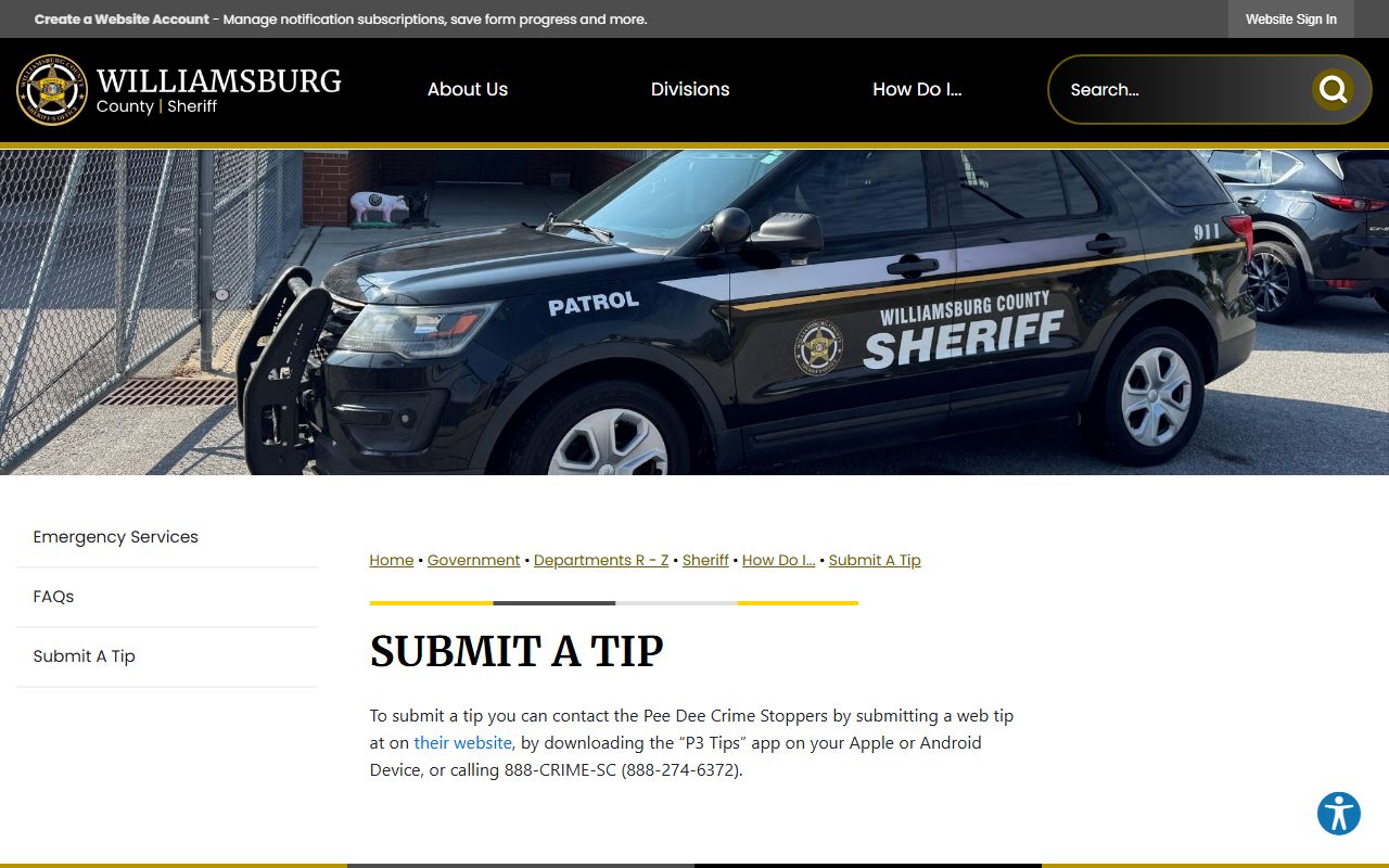 Williamsburg County warrant records Submit a Tip source